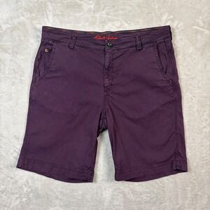 Robert Graham Mens Purple Cotton Blend Chino Shorts Size 34 Flat Front Stretch